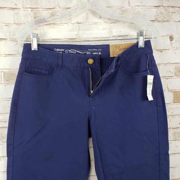 NWT Coldwater Creek Sz P4 Petite Navy Blue Natural Fit Cropped Denim Jeans Pants - Picture 7 of 11
